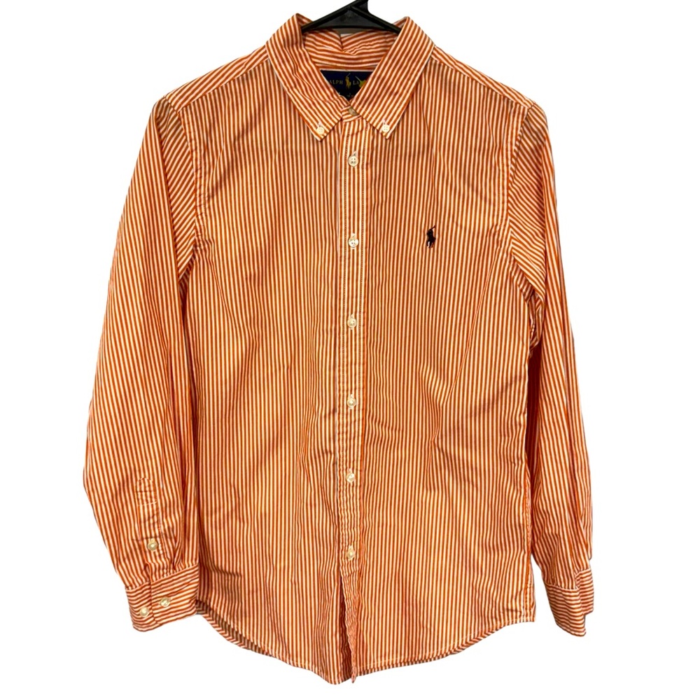 Polo by Ralph Lauren Orange Striped Kids Button Down Shirt
